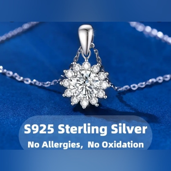 CERTIFIED 1 C.T. D.T.W. DIAMOND SUNFLOWER NECKLACE NEW - Picture 8 of 8